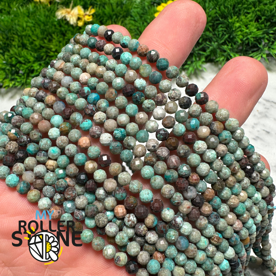 Perle facettée Chrysocolle AB - 4MM - Perles