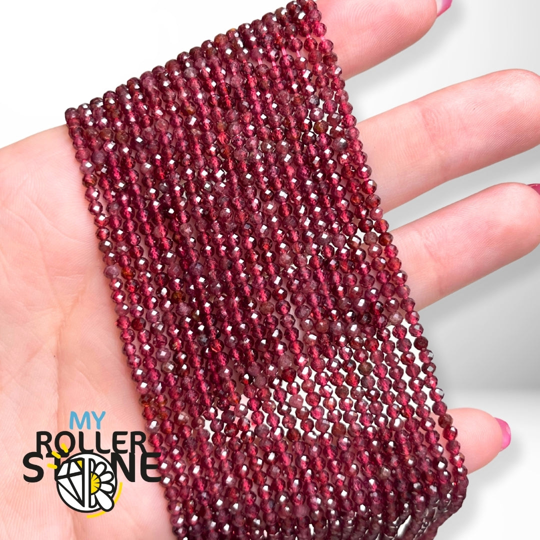 Perle Facettée Grenat 5A 2MM - 3 MM - 2 MM - Perles
