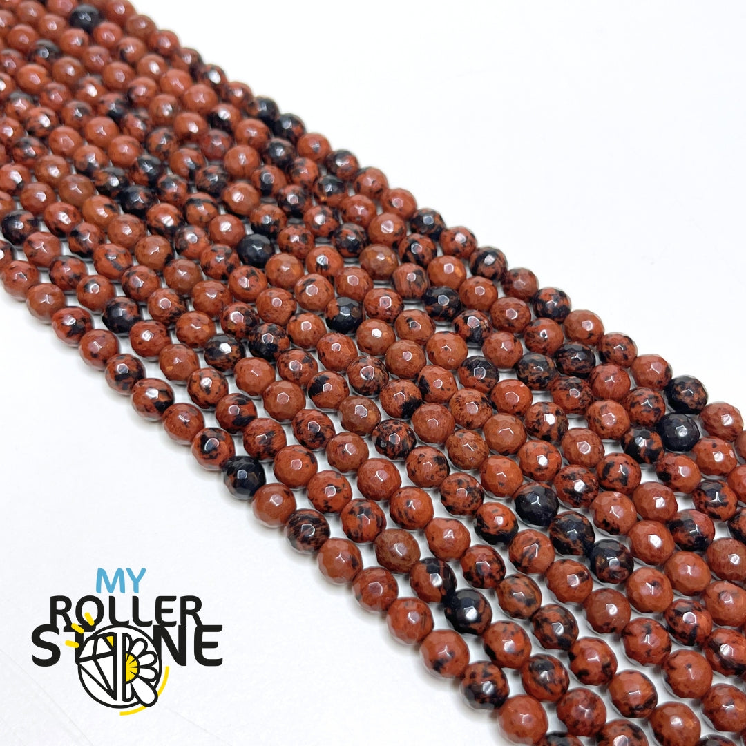 Perle Facettée Obsidienne Acajou Mahogany - Perles