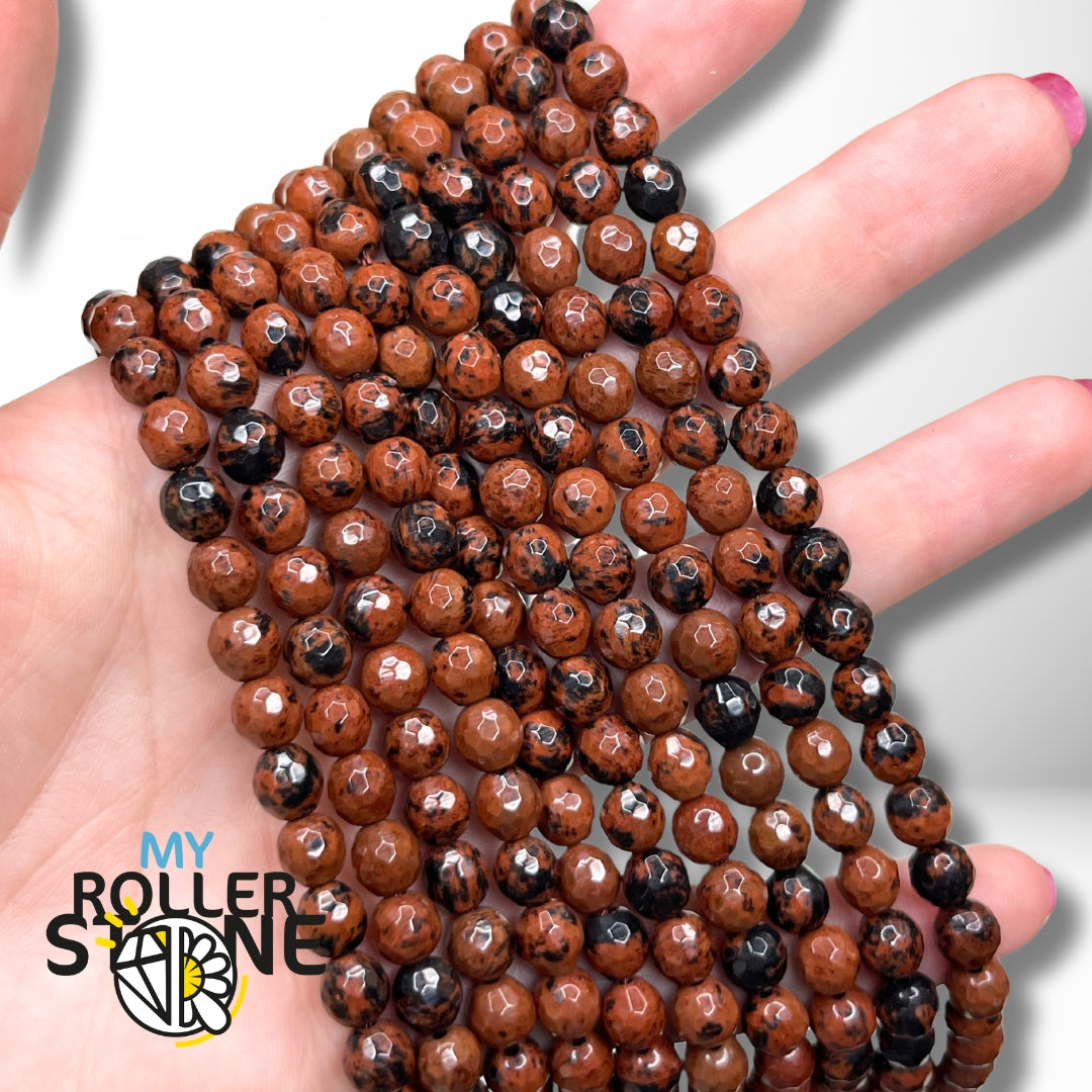 Perle Facettée Obsidienne Acajou Mahogany - Perles