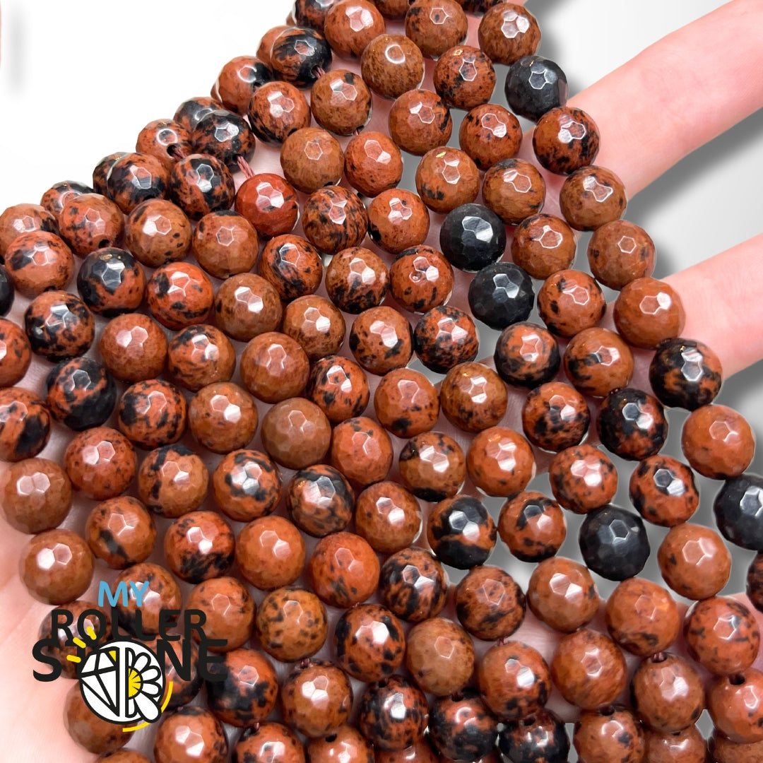 Perle Facettée Obsidienne Acajou Mahogany - Perles