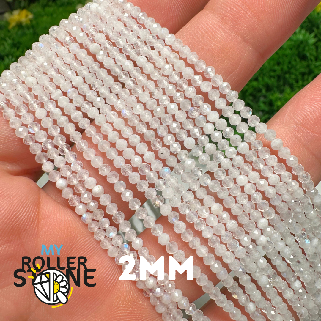 Perle Facettée Pierre de Lune Arc-en-Ciel 3A