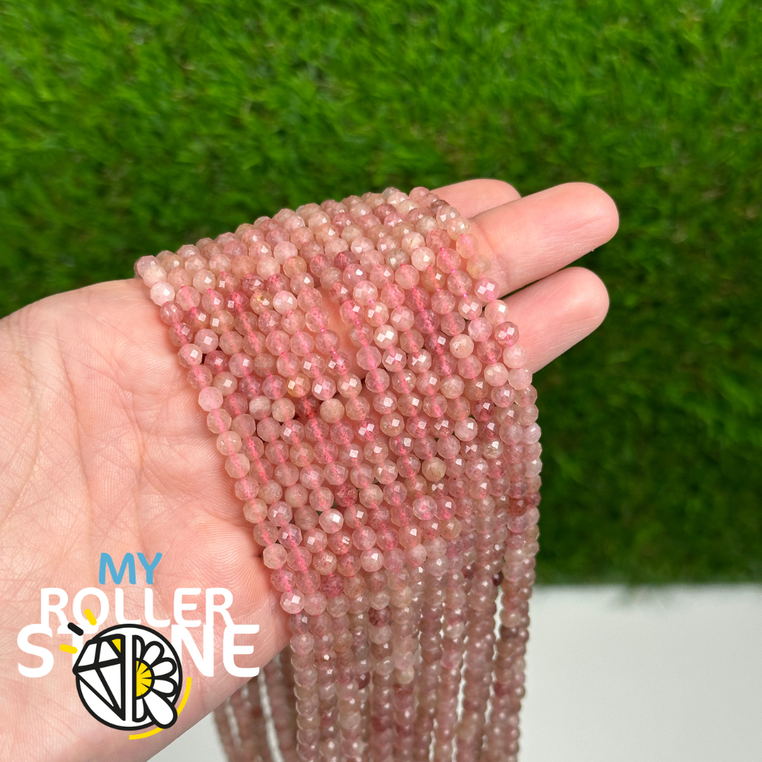 Perle Facettée Quartz fraise 1A 4MM - 4 MM - Perles