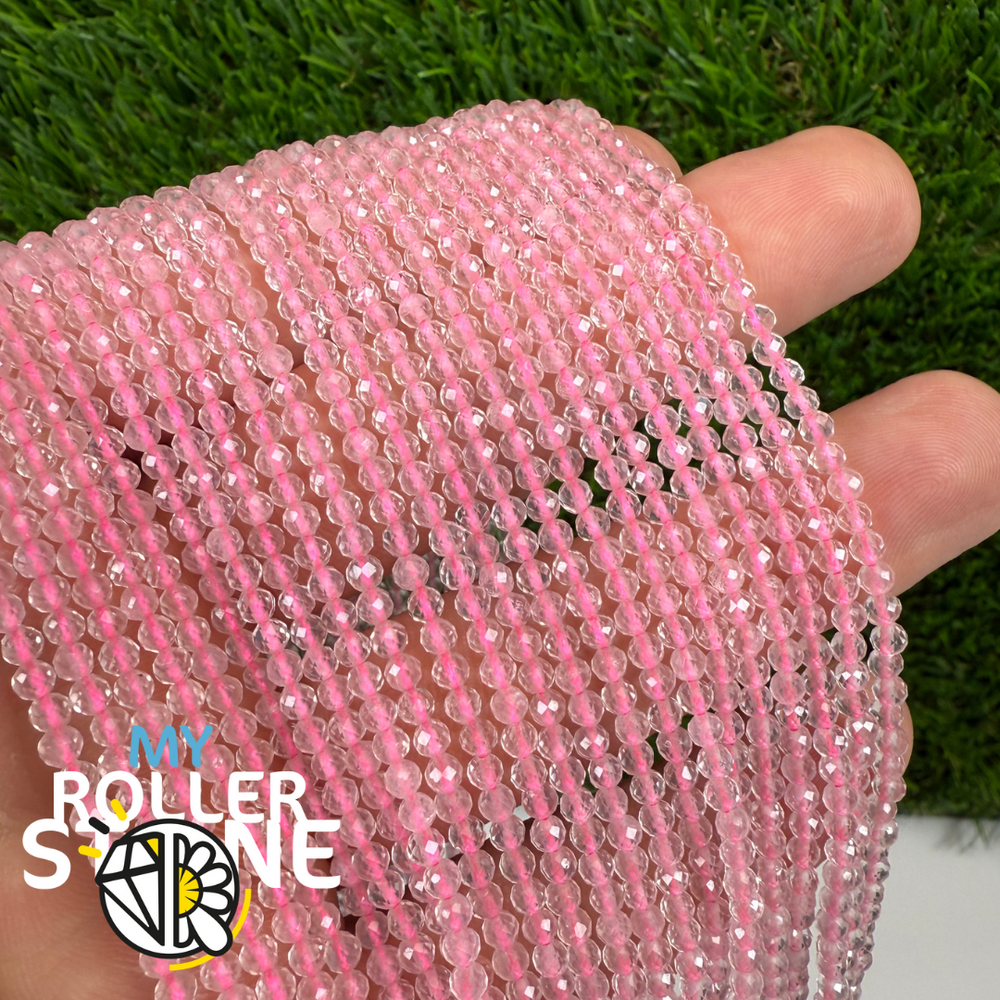 Perle Facettée Quartz rose 2 MM et 3 MM - Perles
