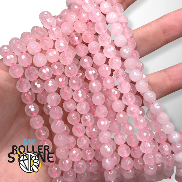 Fil de perles facettées en quartz rose