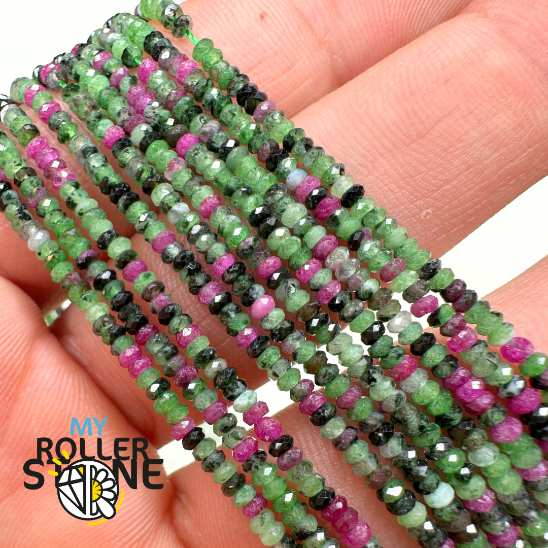 Perle Rondelle facettée Rubis Zoïsite 