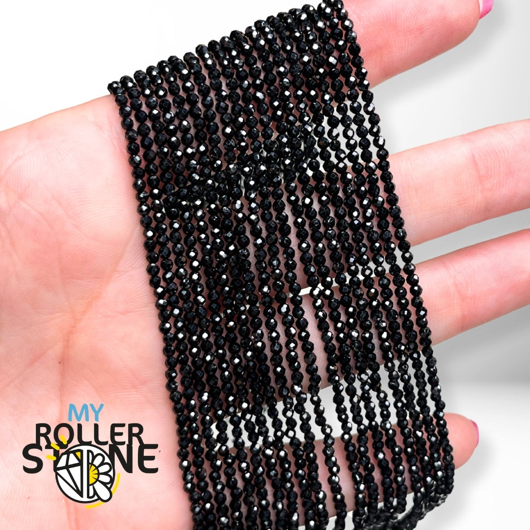 Perle Facettée spinelle noire 2MM-3MM-4MM-8MM - 2 mm - Perles