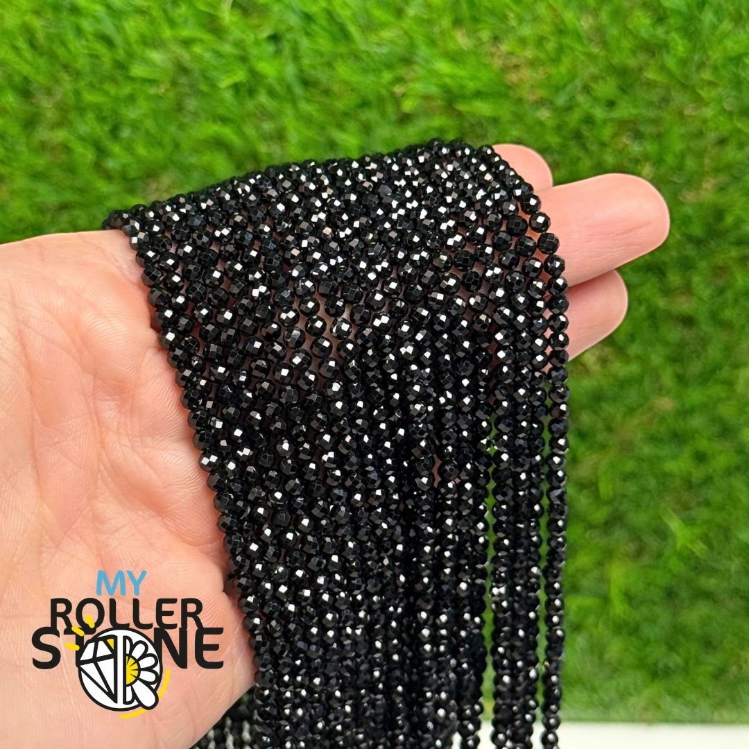 Perle facettée Tourmaline noire - Perles