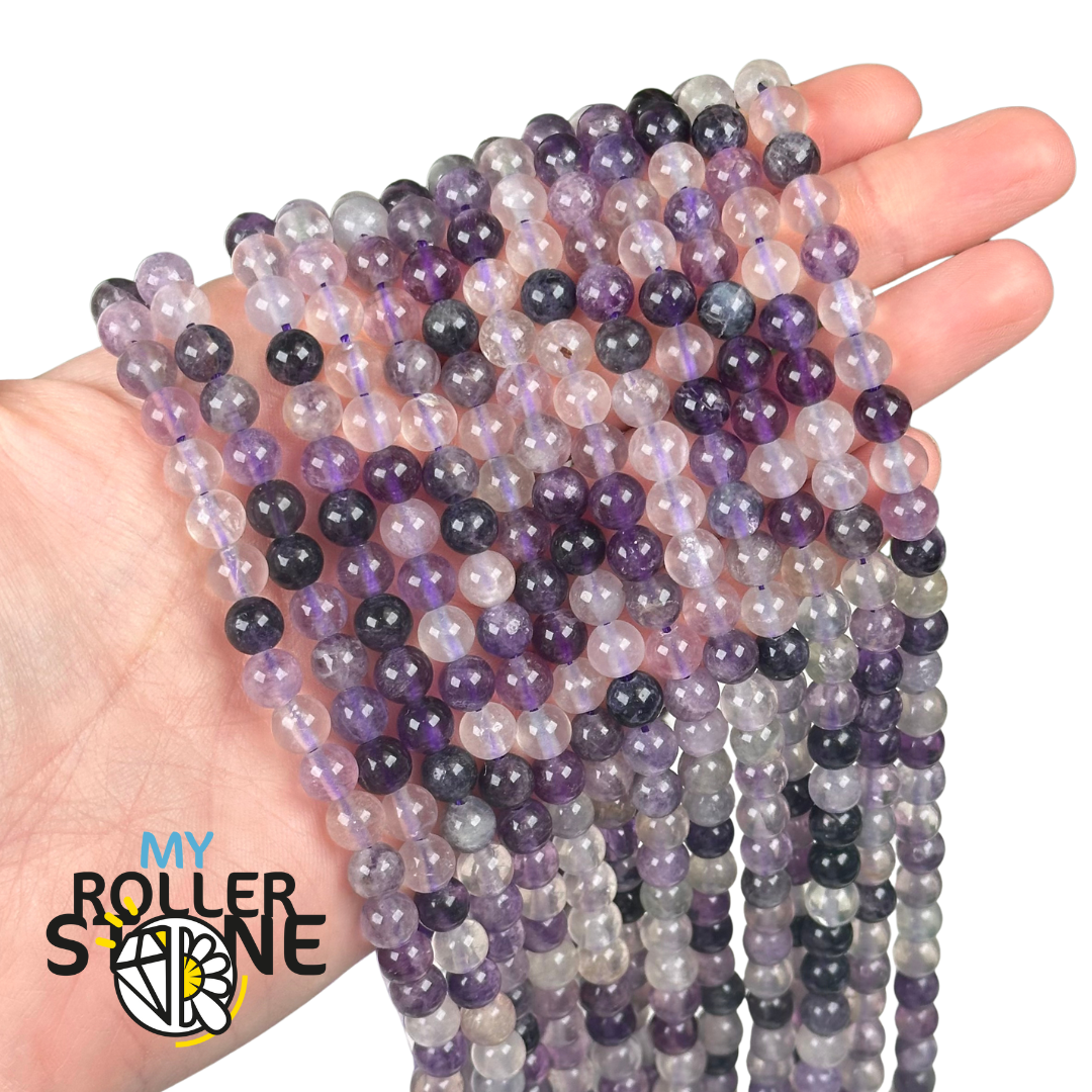 Lot De 30 Perles En Fluorite Naturelle 6 Mm - Pour Création De Bijoux Et Artisanat