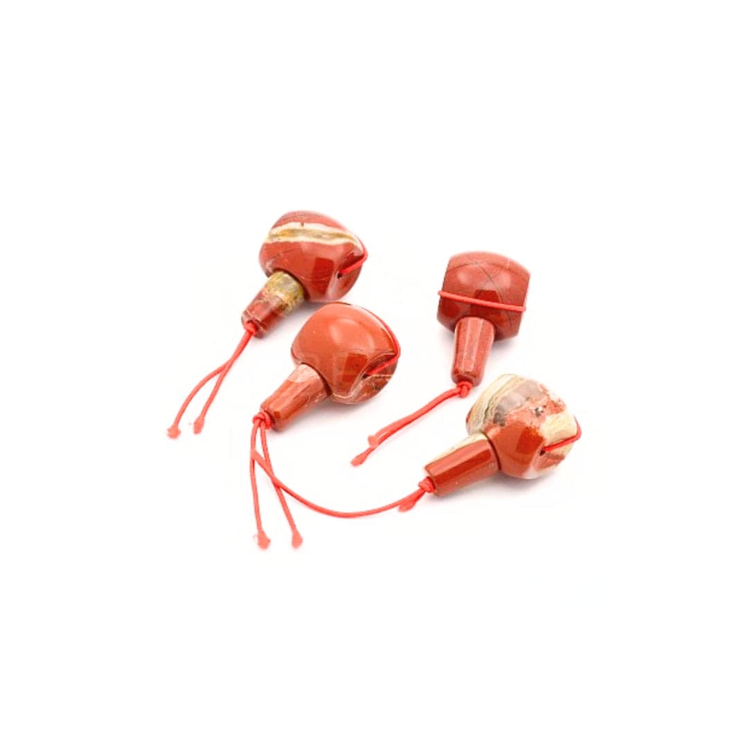 Perle Gourou 3 Trous Jaspe Rouge