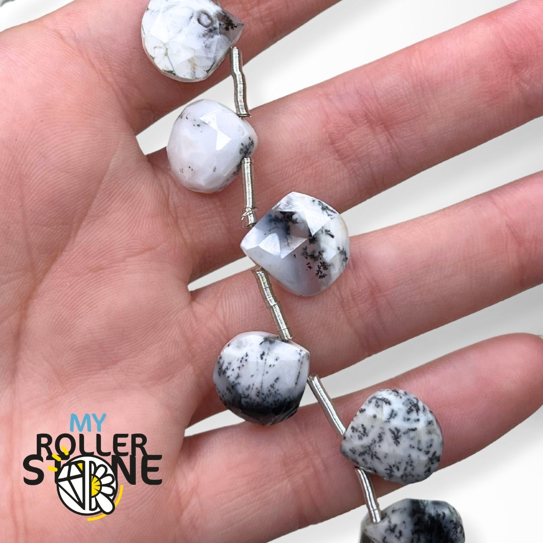 Perle Goutte d'eau Facettée Opale Dendritique