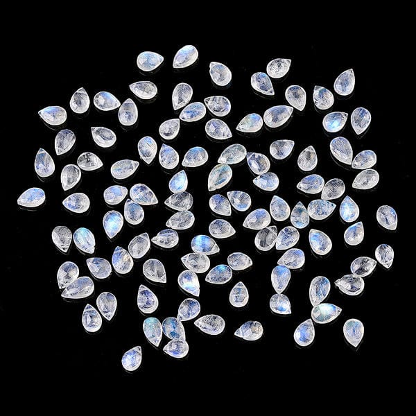 Perle Goutte plate à facettes Pierre de Lune Arc-en-ciel