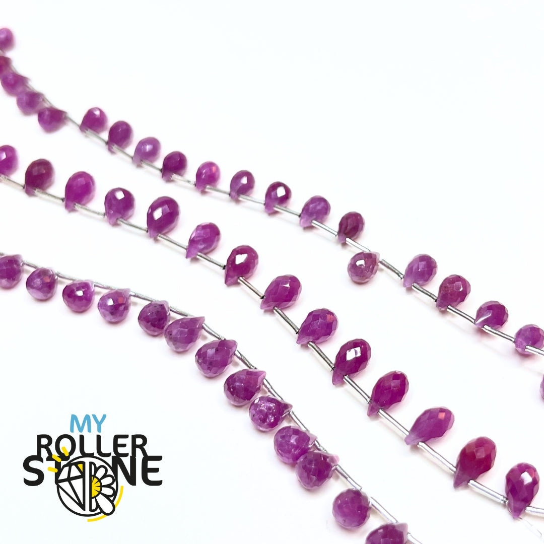 Perles en vrac de pierres précieuses lisses en rubis rose naturel A Perles en vrac de pierres précieuses lisses en rubis rose naturel A