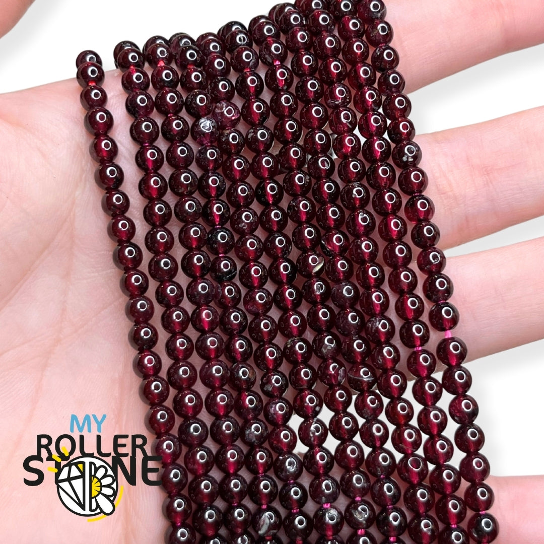 Perles Rondes En Grenat Rouge Foncé - Lot Pour Création De Bijoux (3mm à 8mm)