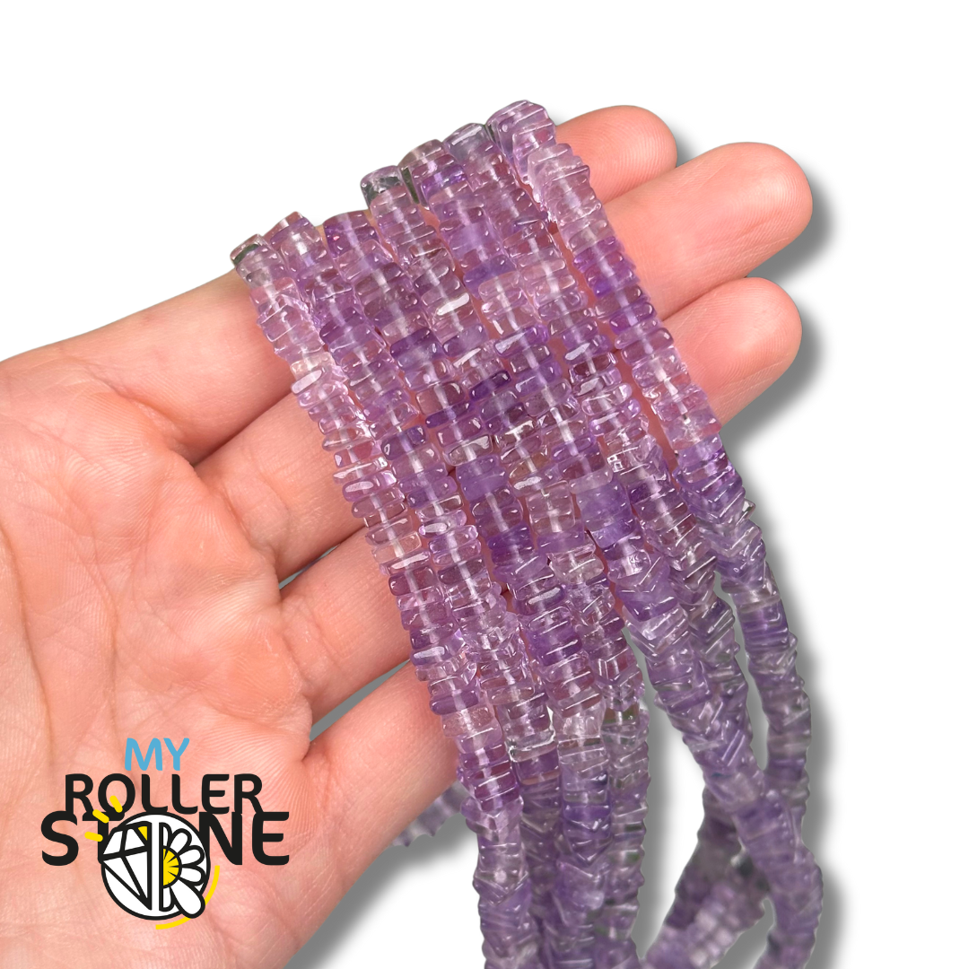 Perle Heishi Carré en Améthyste Lavande 5A