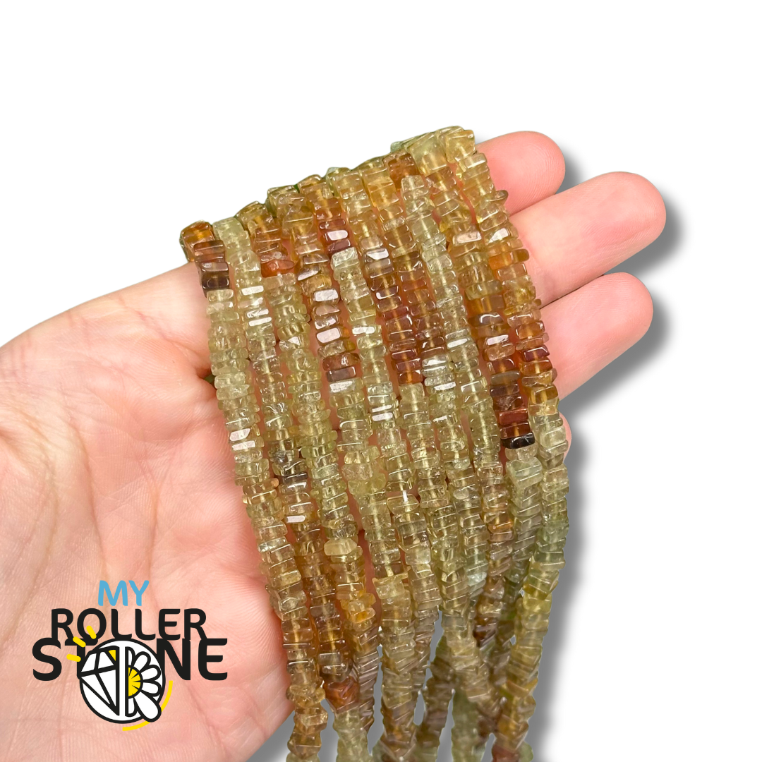 Perle Heishi Carré en Grenat Grossulaire 5A