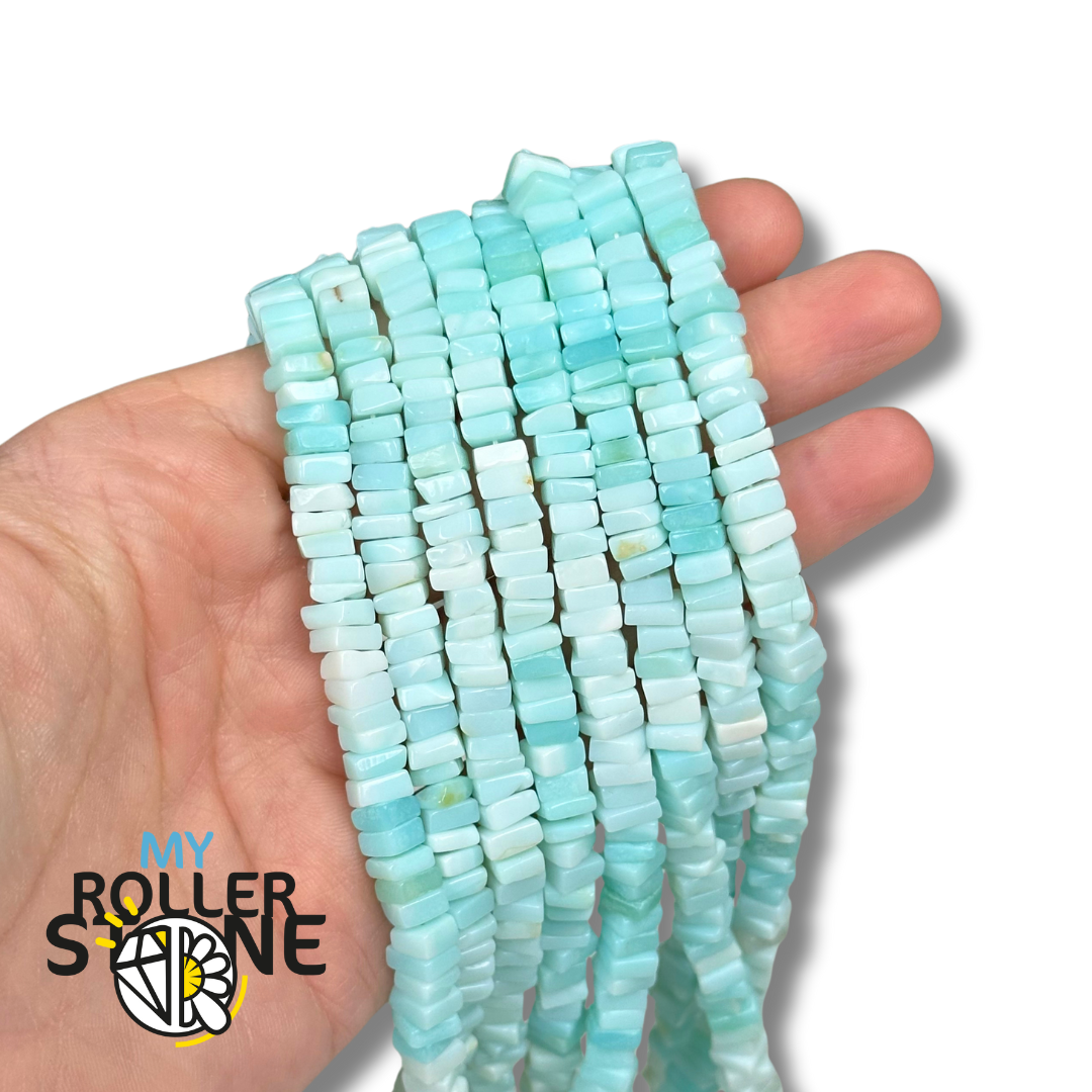 Perle Heishi Carré Opale Bleue Péruvienne 5A