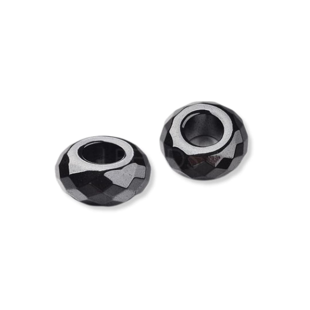 Perle Hématite Facettée Grand Trou