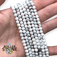 Perline rotonde in howlite bianca naturale, 8 mm, per la