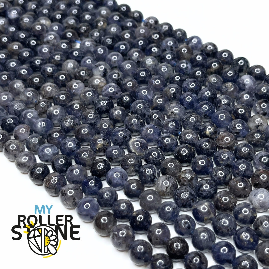 Perles en iolite naturelle : perles rondes facettées de 8 pouces, 5-7 mm - France Perles en iolite naturelle : perles rondes facettées de 8 pouces, 5-7 mm - France