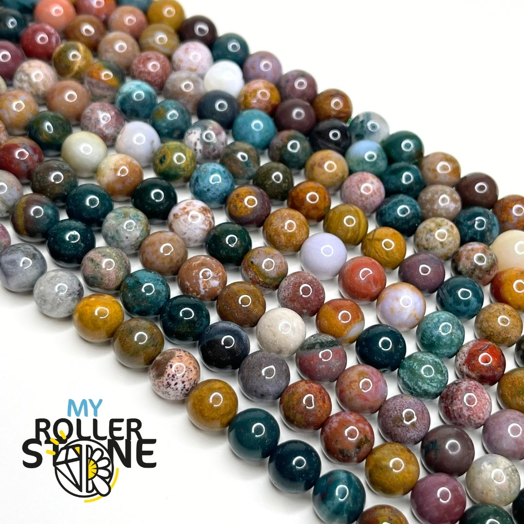 Perle jaspe ocean 1A 8 MM 