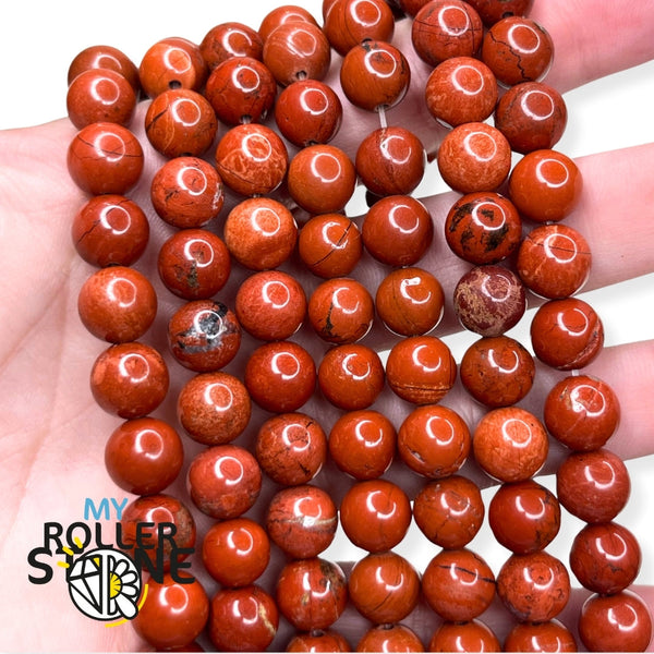 Perles rondes en jaspe rouge
