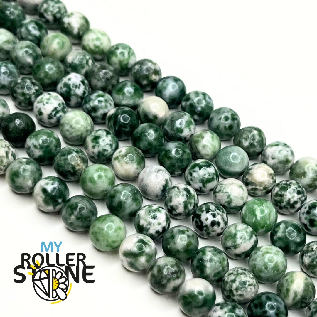 Perle jaspe vert tachetée AB 8 MM