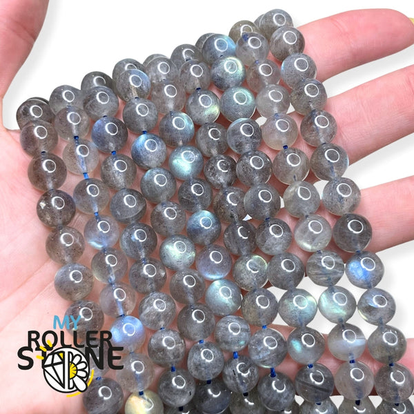 Fil de perles rondes en labradorite 5A