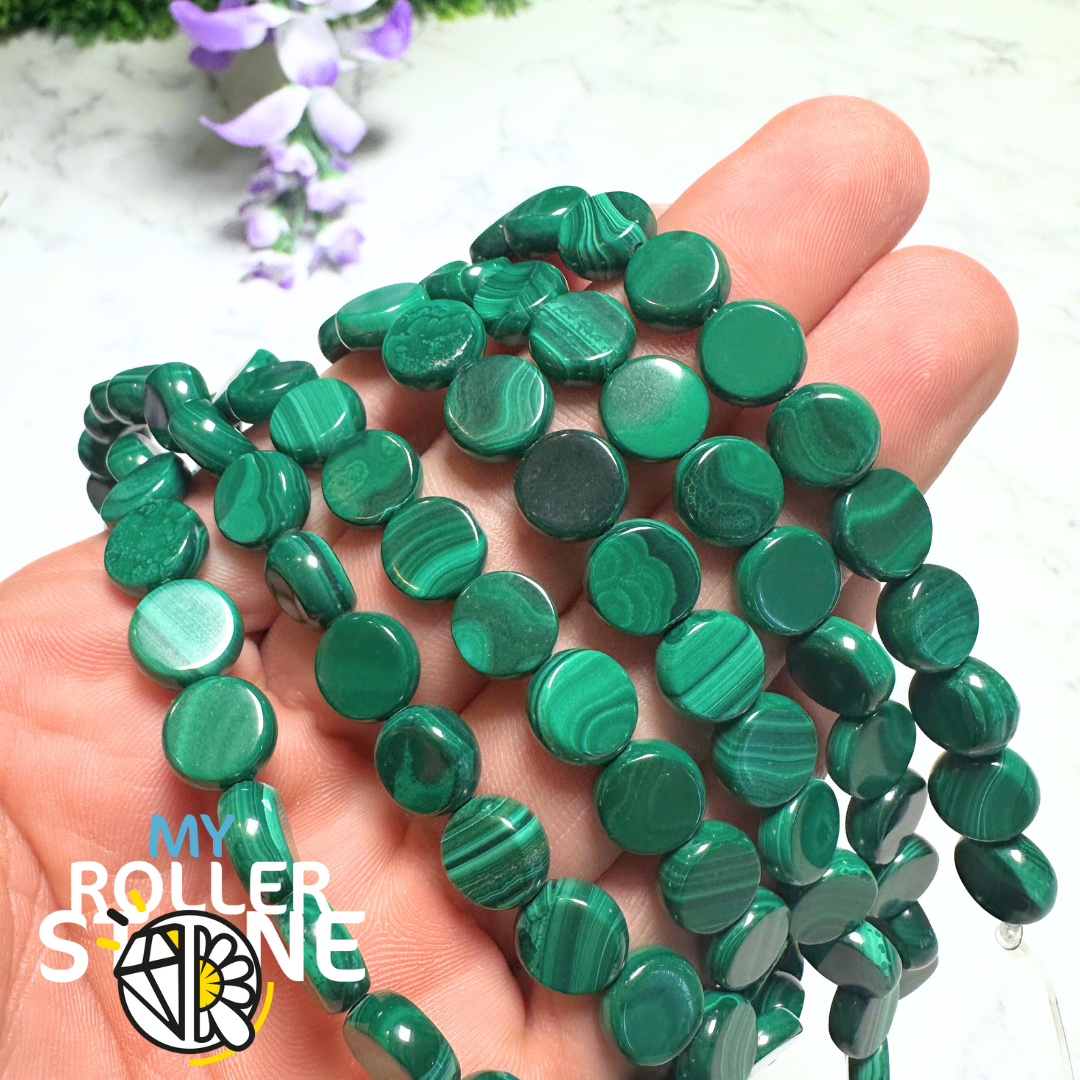 Perle Malachite Ronde plate 5A - Perles