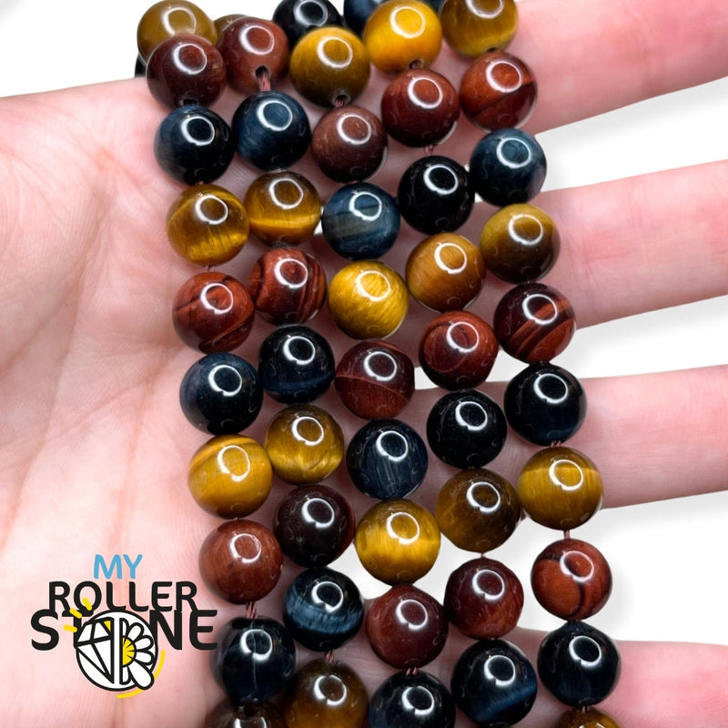 Perles mixtes œil de tigre, œil de taureau et œil de faucon My Roller Stone