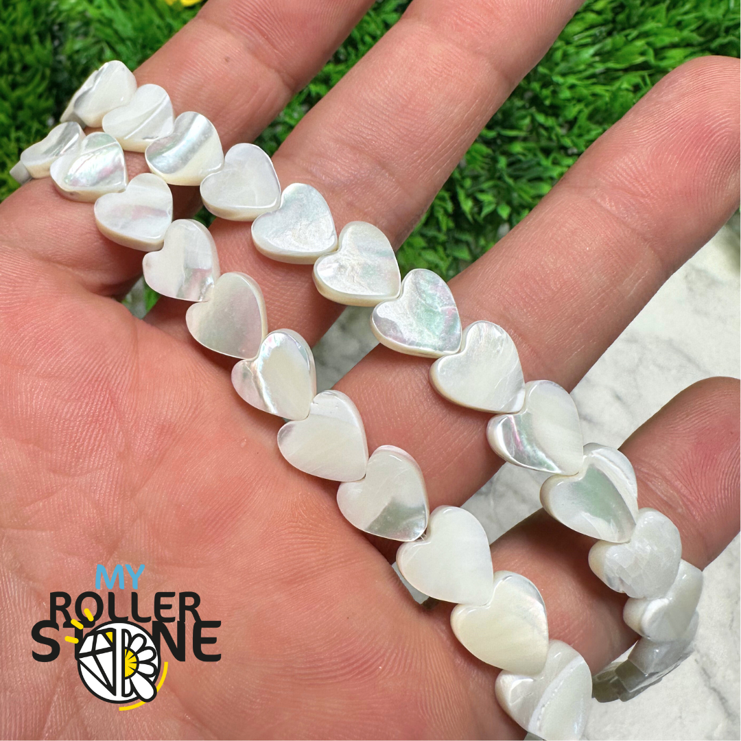 Perle Nacre Blanche Coeur Plat - Perles