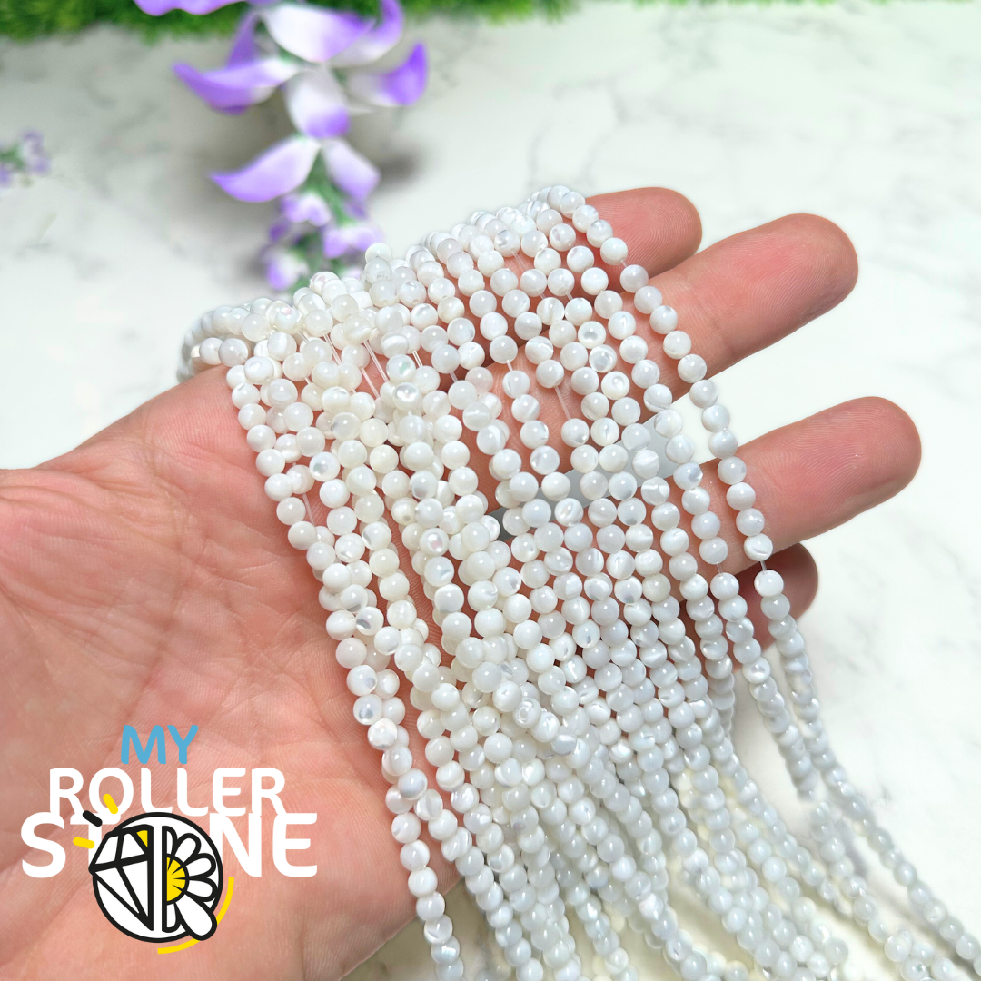 Perle Nacre blanche ronde naturelle (2MM à 12 MM) - 4 MM - Perles