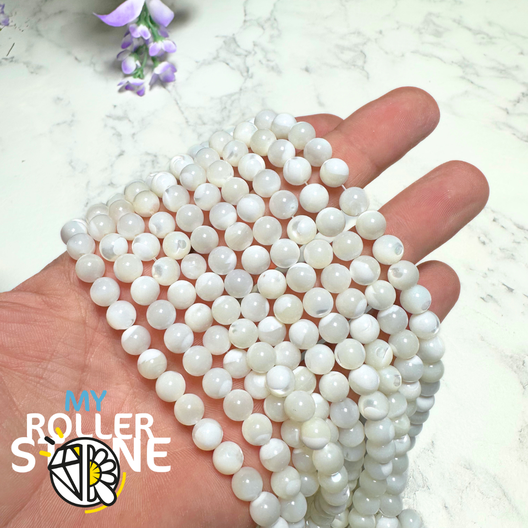 Perle Nacre blanche ronde naturelle (2MM à 12 MM) - 8 MM - Perles
