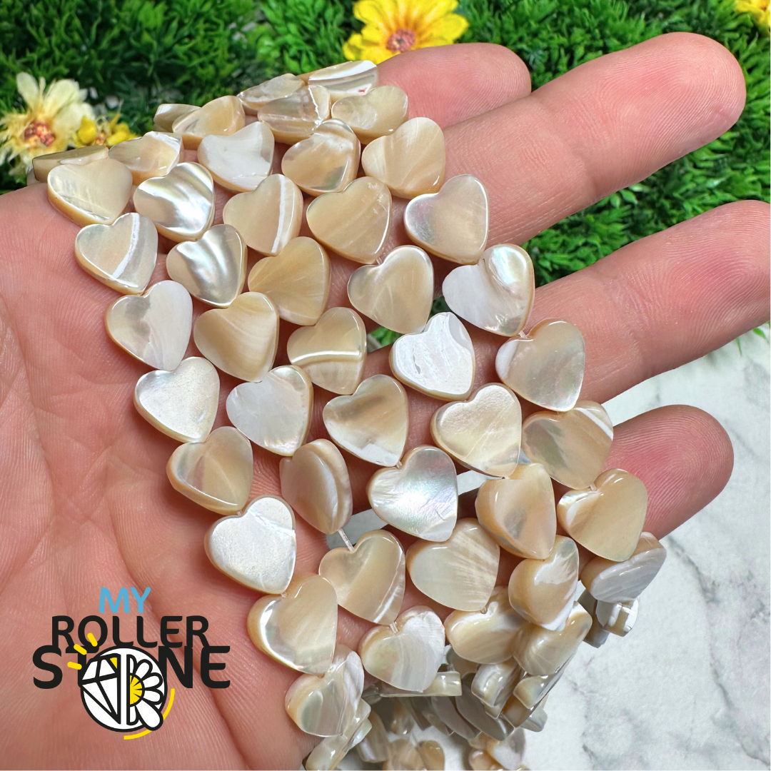 Perle Nacre Coeur Plat naturelle Beige