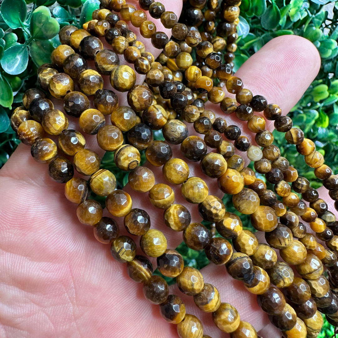 Perle Oeil de tigre facettée 3A - 4 mm - Perles