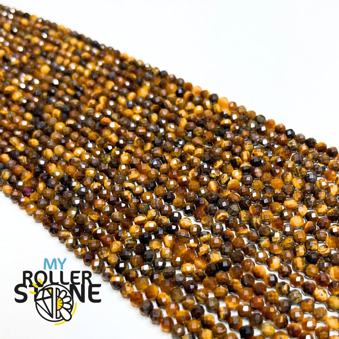 Perle Oeil de tigre facettée 2 MM