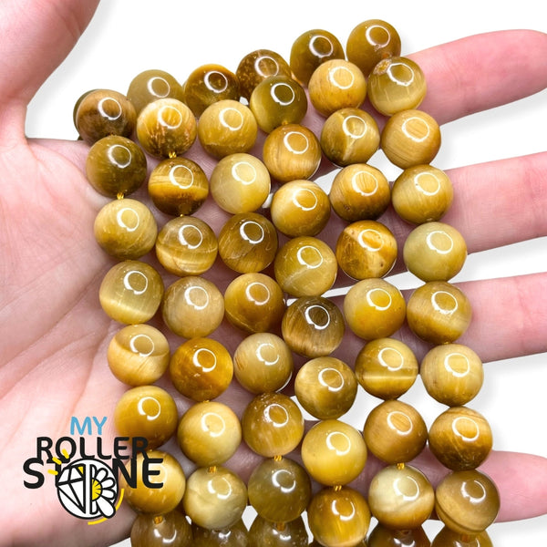 Fil de perles œil de tigre Gold 5A My Roller Stone