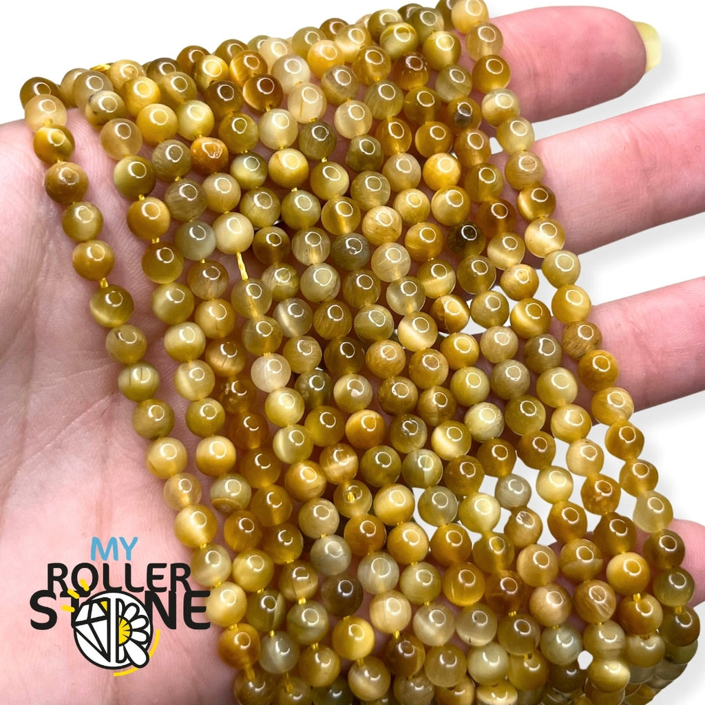 Perles œil de tigre Gold 5A My Roller Stone à chatoyance dorée