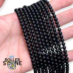 Collier Perles De Pierre Onyx Noir Mat Sablé Givré, 39 Cm, 47 Pièces, Avec Feuilles Et Boules - DIY Bijoux