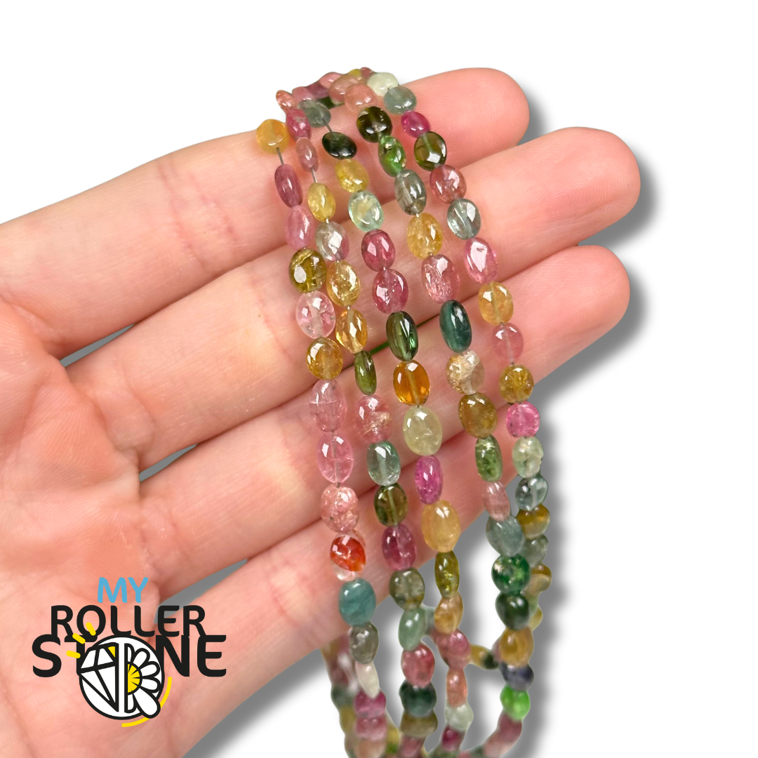 Perle Ovalisée Tourmaline Multicolore 5A