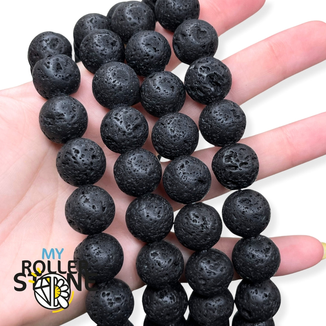 Grosses perles 14 mm en pierre de lave My Roller Stone