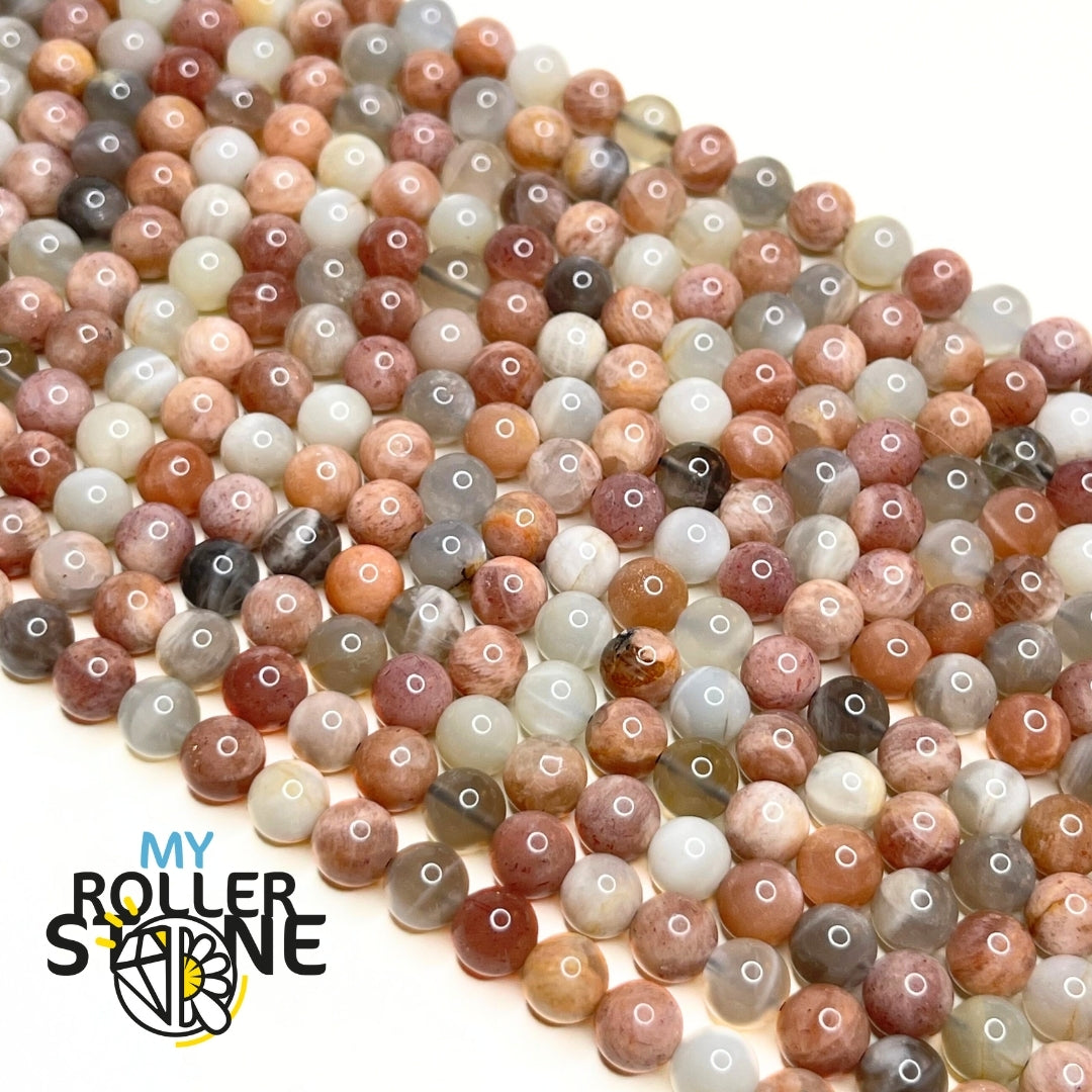 Lot De 28 Perles 6mm En Pierre De Lune Naturelle - Gemme Pour Création De Bijoux