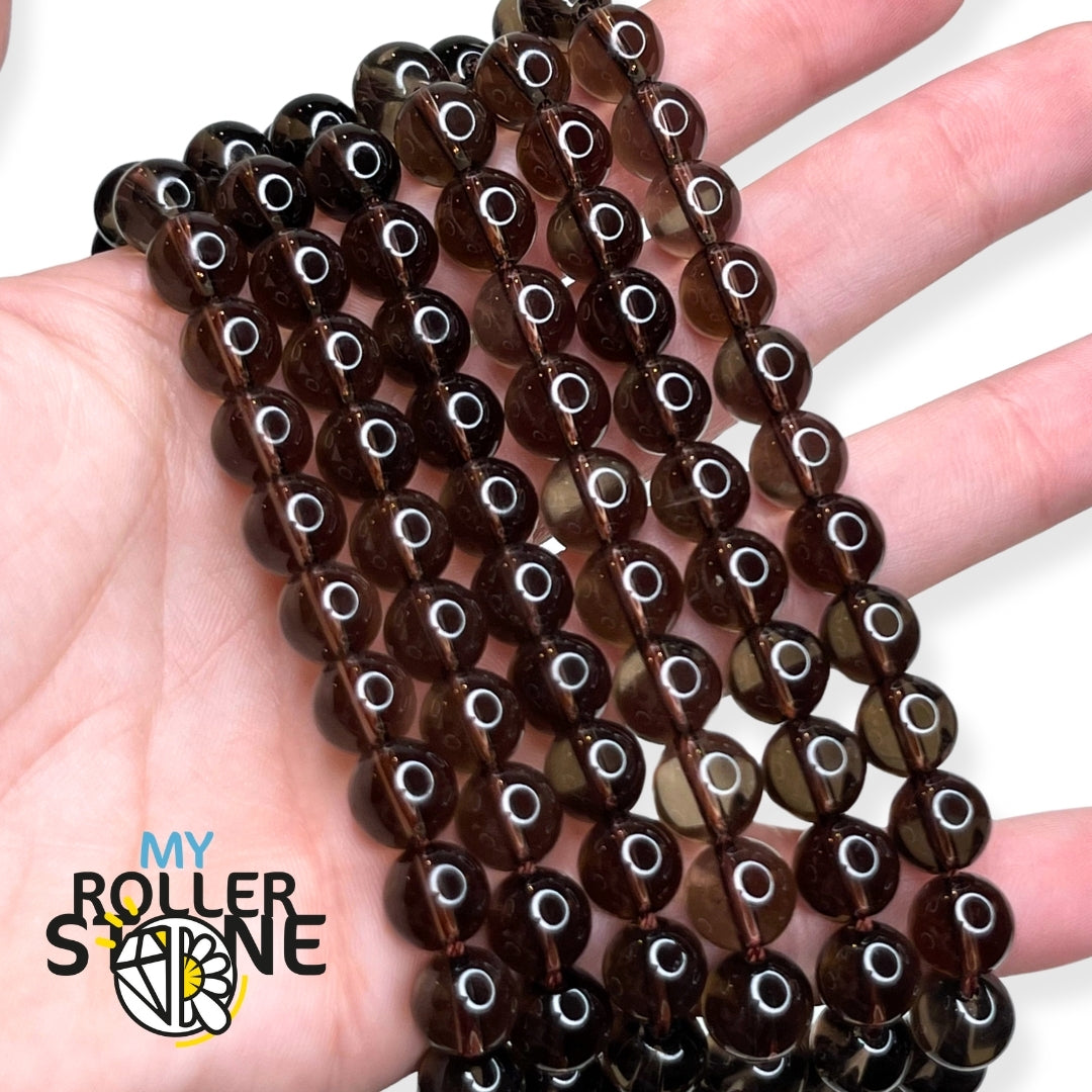 Bracelet Quartz Fumé 8 Mm AAA Naturel – Bracelet De Guérison Chakra Extensible Pierre Précieuse Ronde