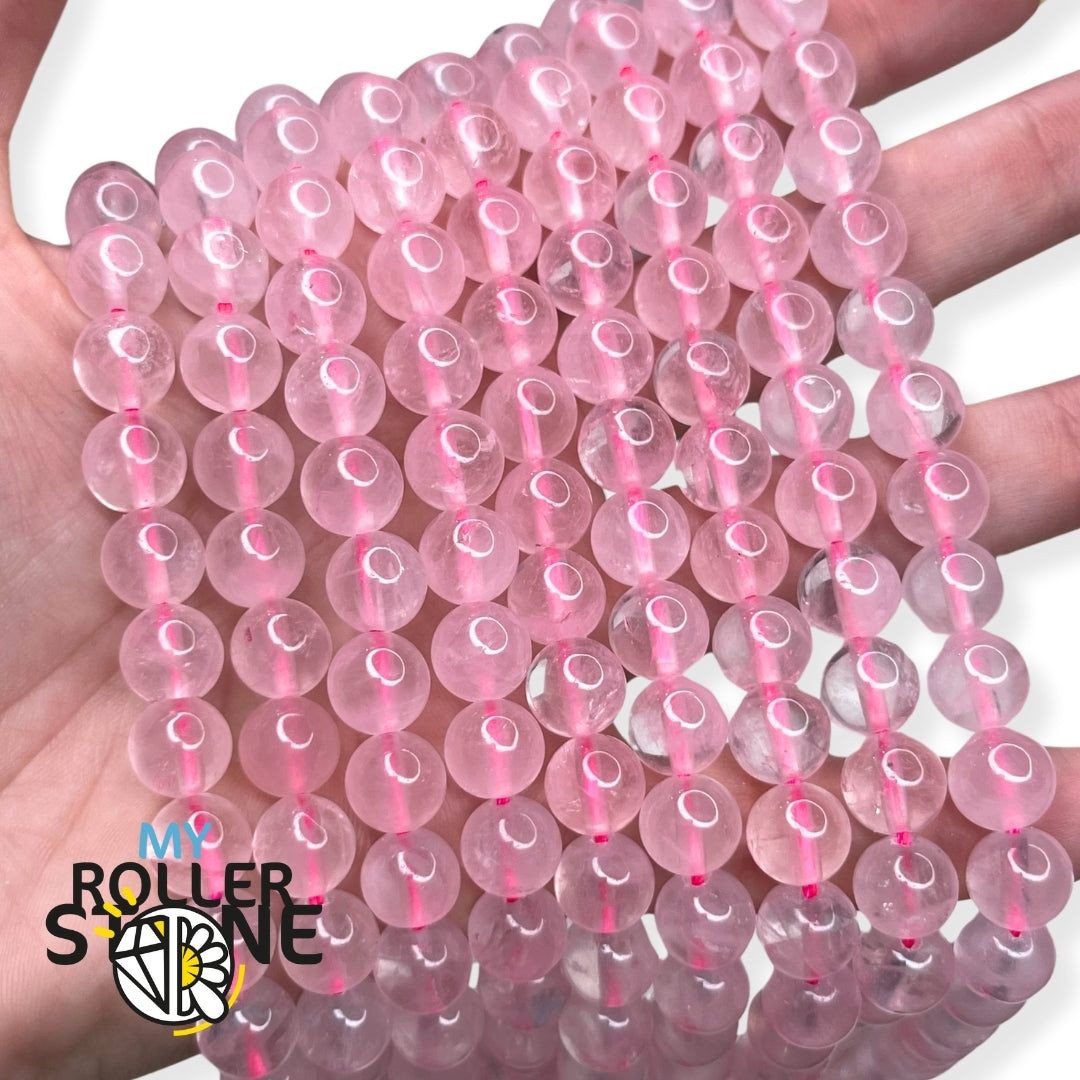 Perles rondes en quartz rose 3A