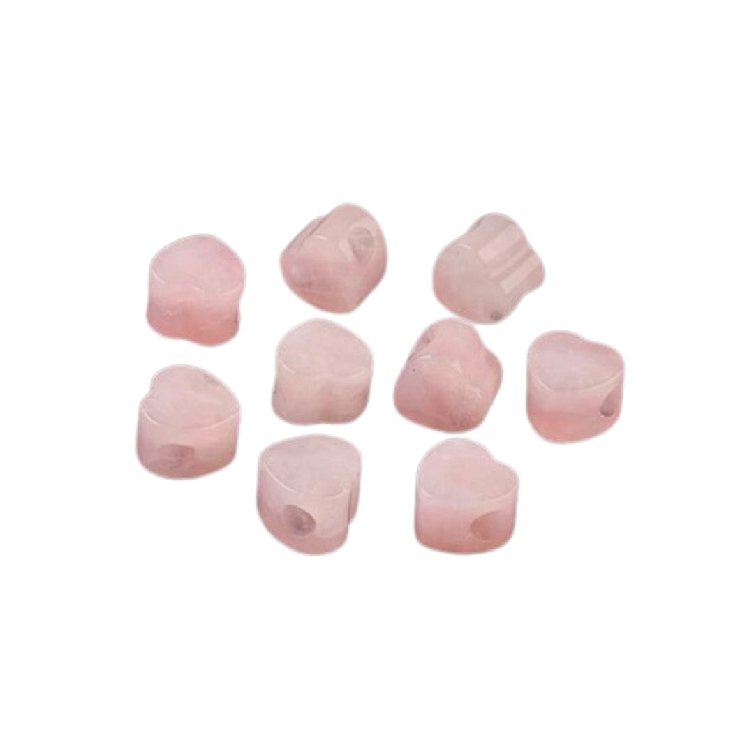 Perle Quartz Rose Coeur Grand Trou