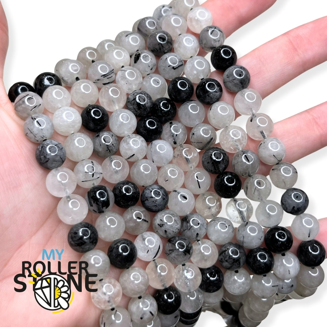 Perles Rondes De Tourmaline Naturelle - 8mm - Pour Bijoux Et Lithothérapie - Neuves
