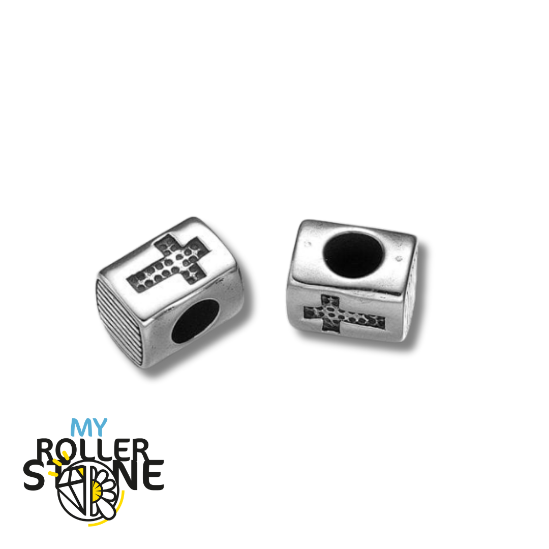 Perle rectangulaire croix grand trou - Perles