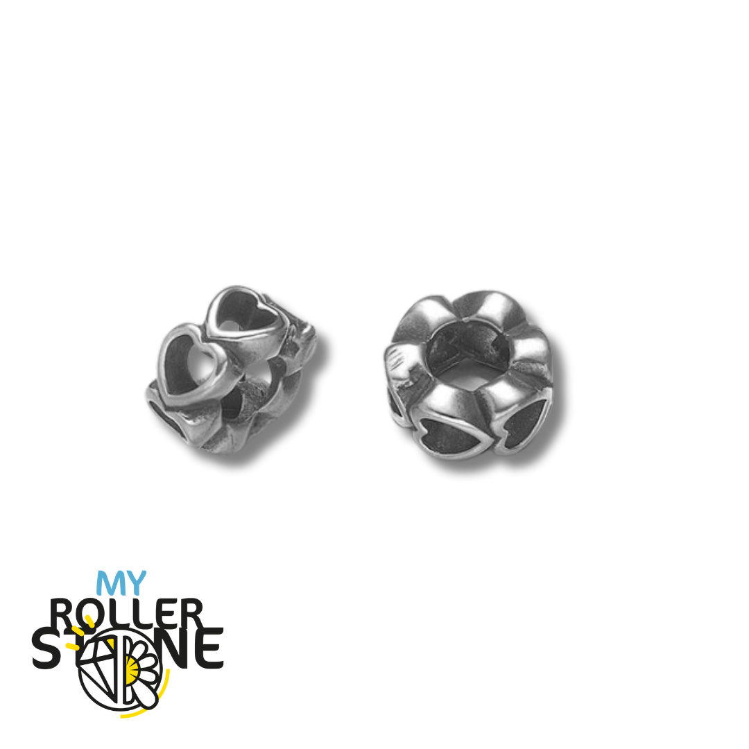 Perle rondelle coeur grand trou - Perles