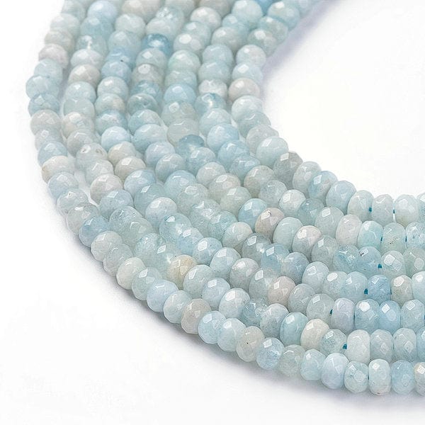 Perle rondelle facettée Aigue-marine - Perles
