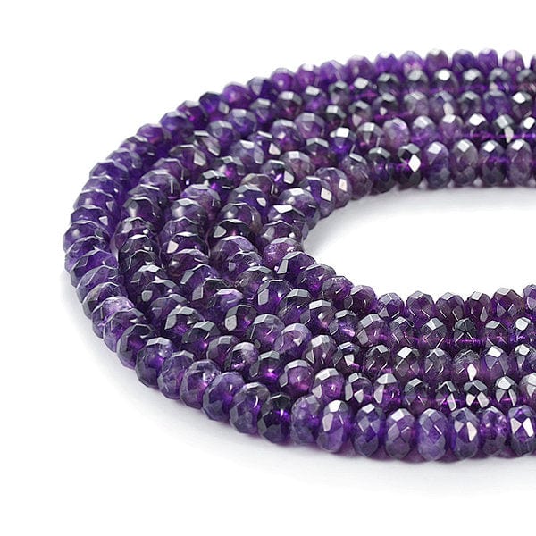 Perle rondelle facettée Améthyste violette - Perles